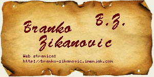 Branko Žikanović vizit kartica